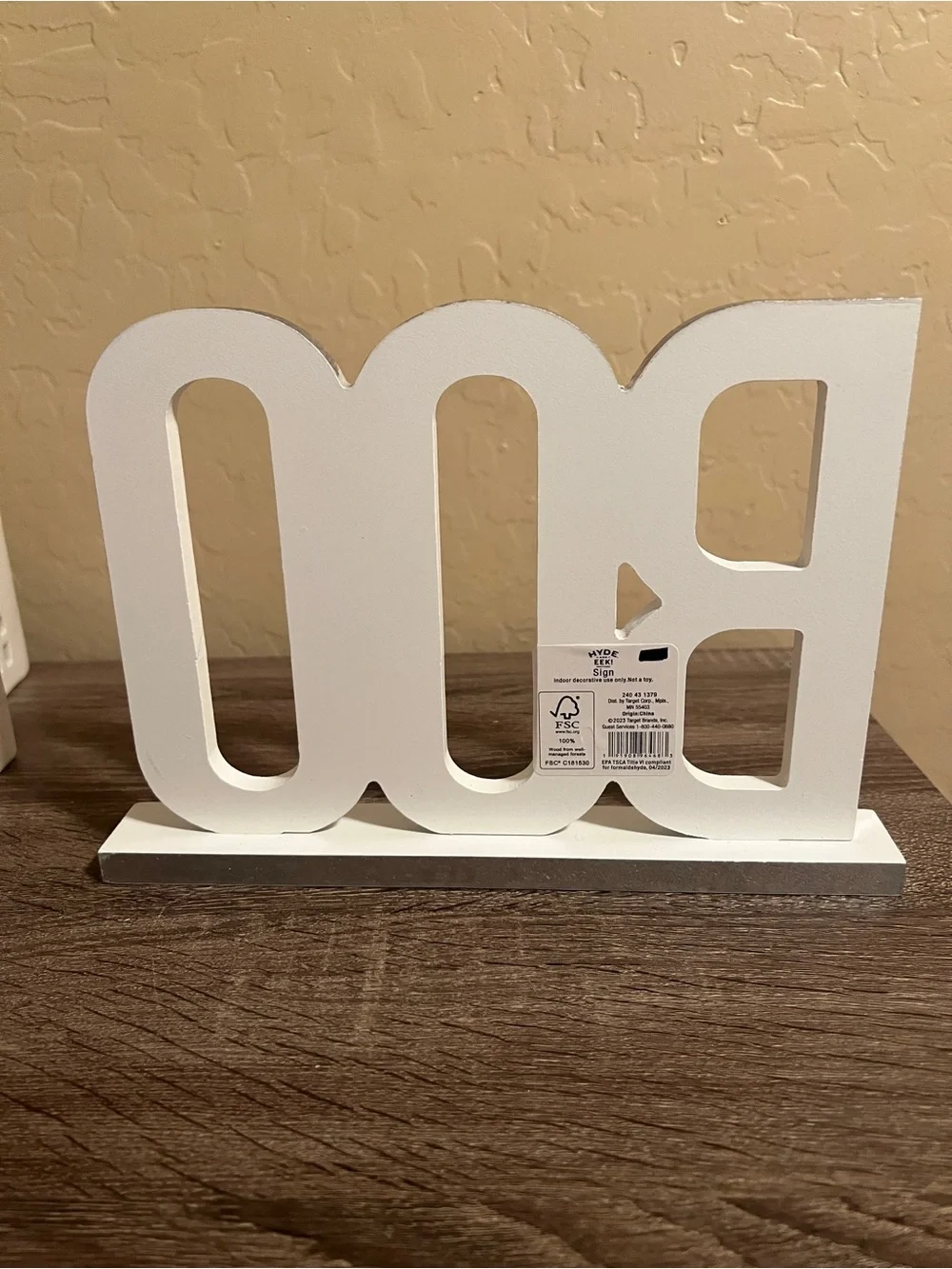 Target Hyde & Eek Boo Halloween Sign White Silver NWT